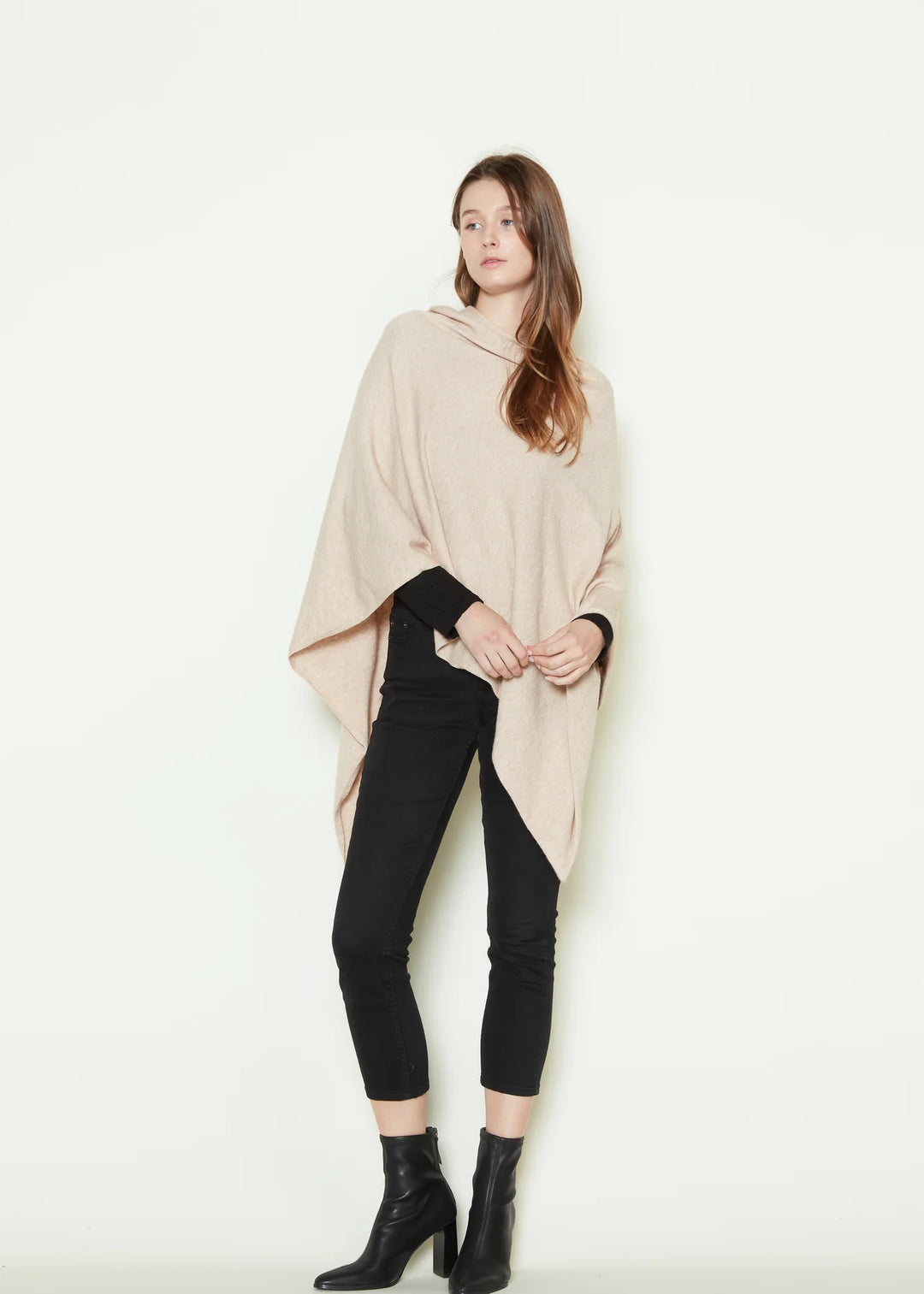 Terri Triangle Poncho in Beige