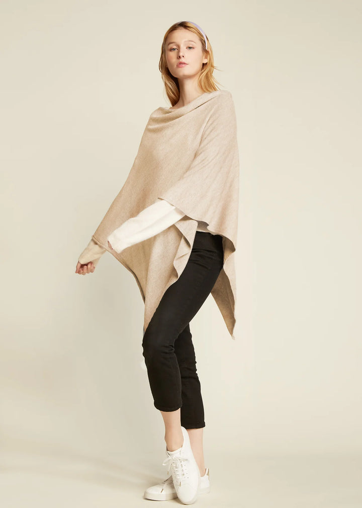 Terri Triangle Poncho in Beige