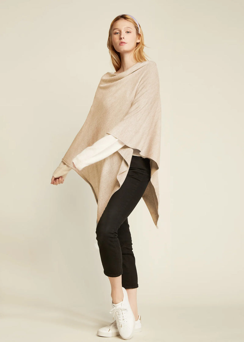 Terri Triangle Poncho in Beige