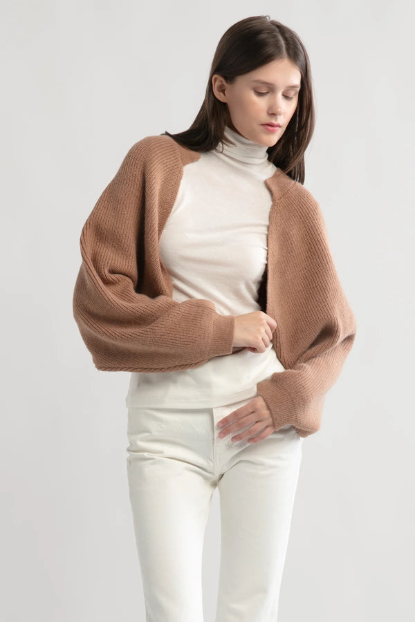 Knit Bolero Cardigan in Camel Madison's Niche 