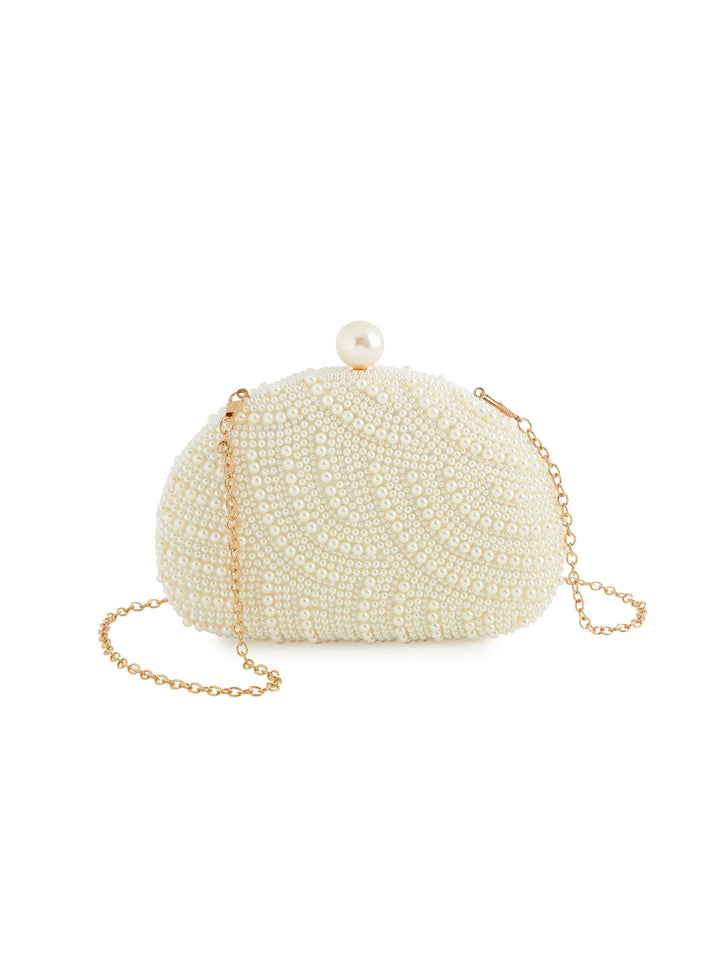 Marguerite Shell Minaudiere in Ivory