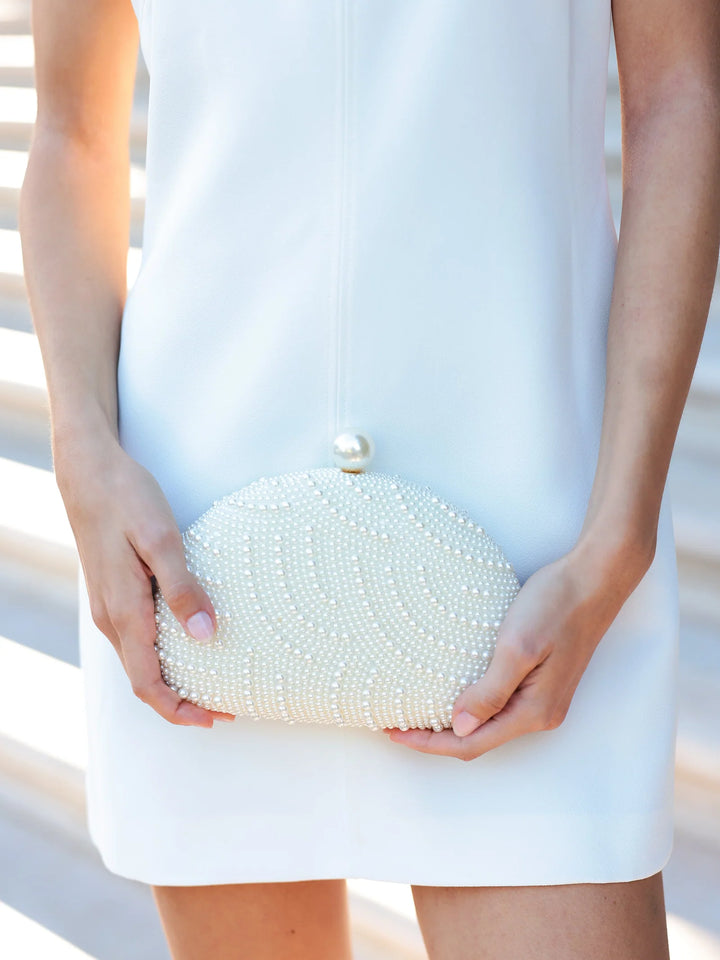 Marguerite Shell Minaudiere in Ivory