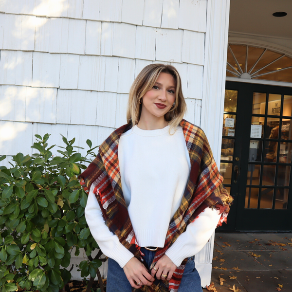 Mary Plaid Scarf in Orange Madison's Niche 