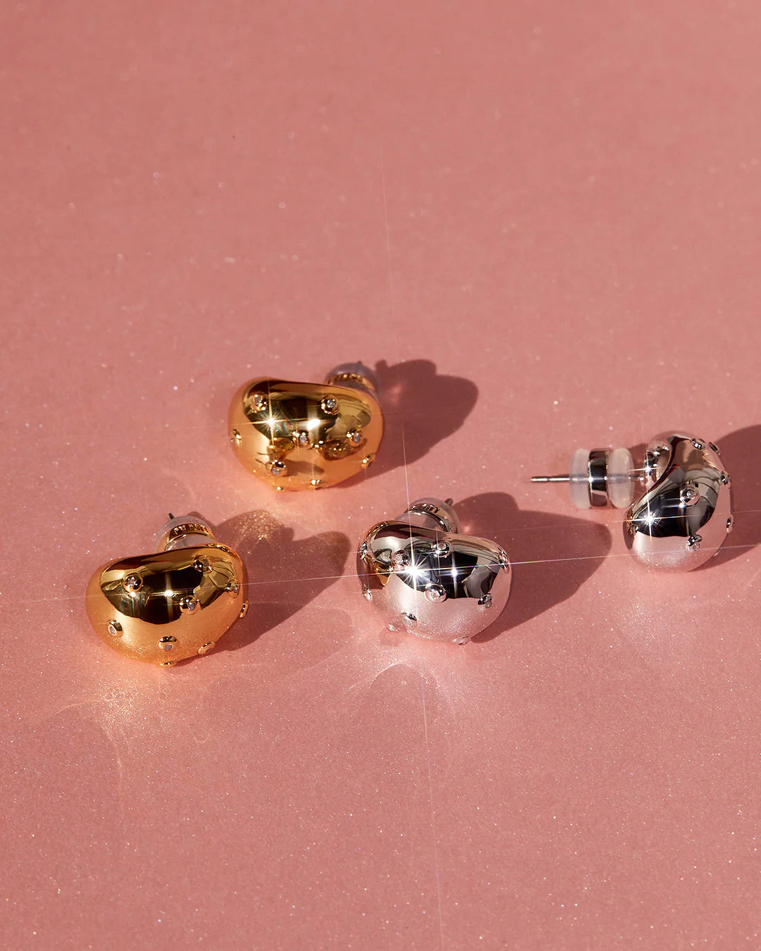Mini Pave Molten Studs in Silver - Madison's Niche 