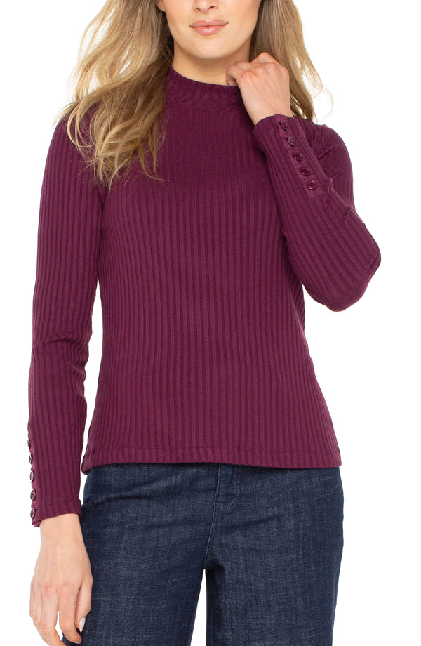 Mock Neck Knit Top in Wine Berry Madison's Niche 