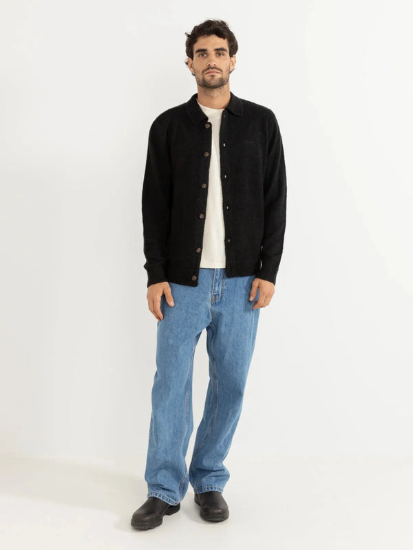 Mohair Button Up Knit Cardigan in Black Madison's Niche 