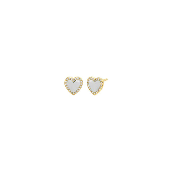Mother of Pearl Stone Pavé Heart Stud Earring Madison's Niche 