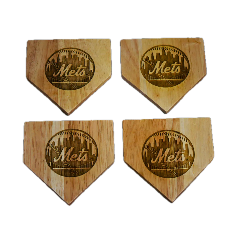 New York Mets Home Plate Wood Coaster
