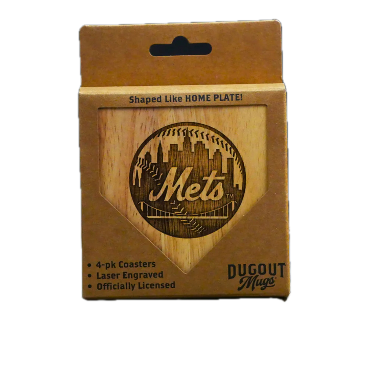 New York Mets Home Plate Wood Coaster