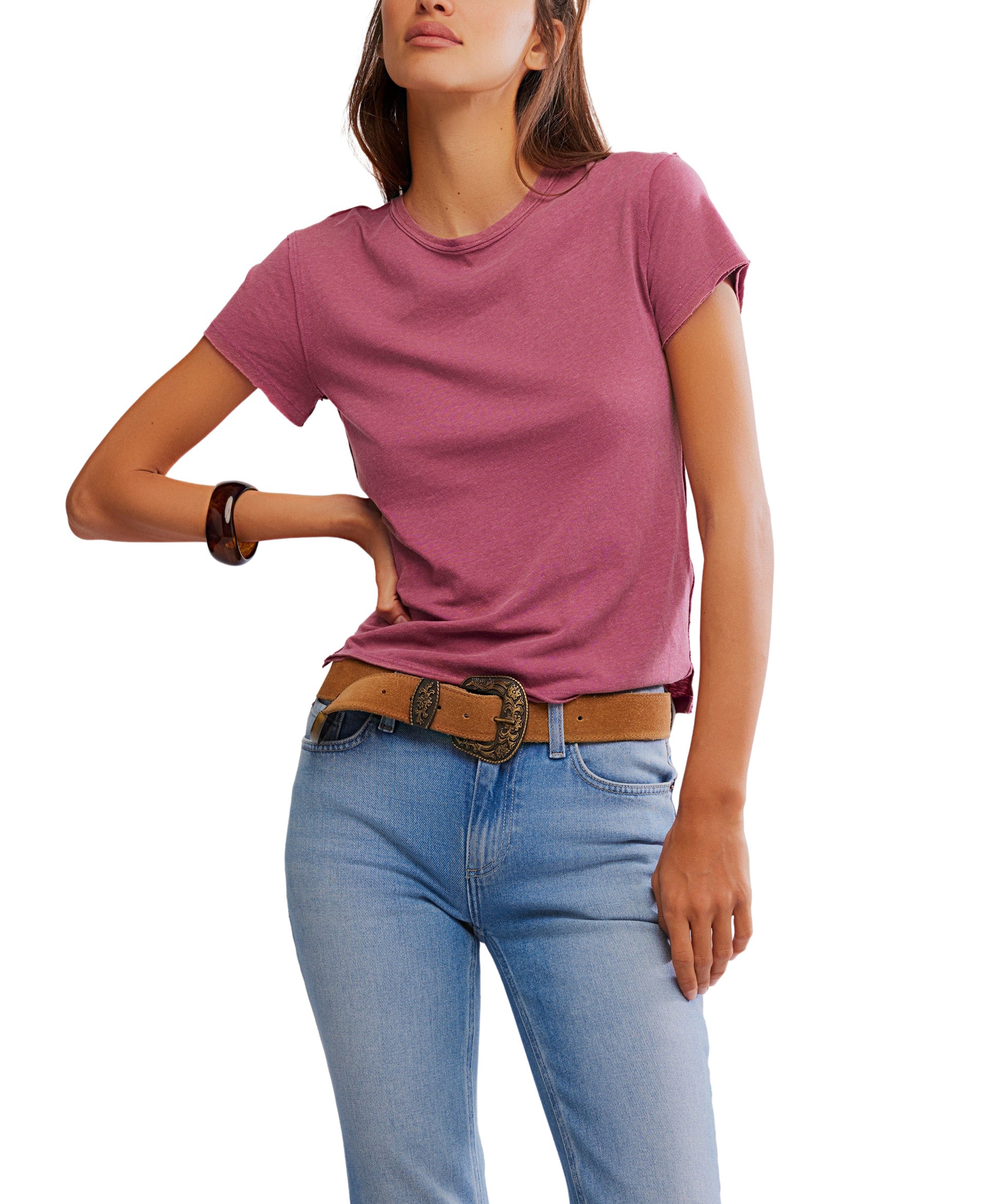 (取寄) フリーピープル レディース ノバ ティー Free People women Nova Tee Crushed Berry Nova Tee in Crushed Berry | Madison&#