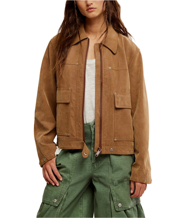 Blair Vegan Suede Jacket in Caramel Cafe Madison's Niche 