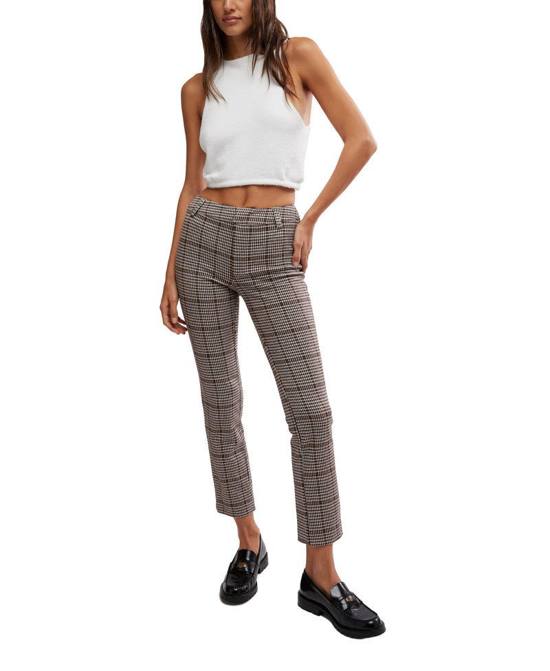 Molly Plaid Slim Pant in Neutral