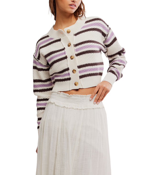 Lila Stripe Cardi in Ivory Madison's Niche 
