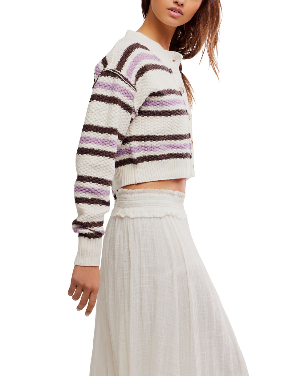 Lila Stripe Cardi in Ivory