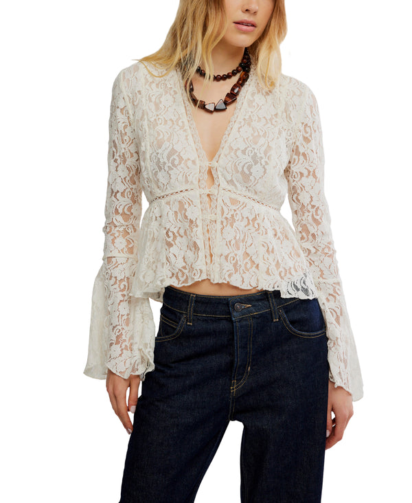 Whispering Love Lace Top in Tofu Madison's Niche 