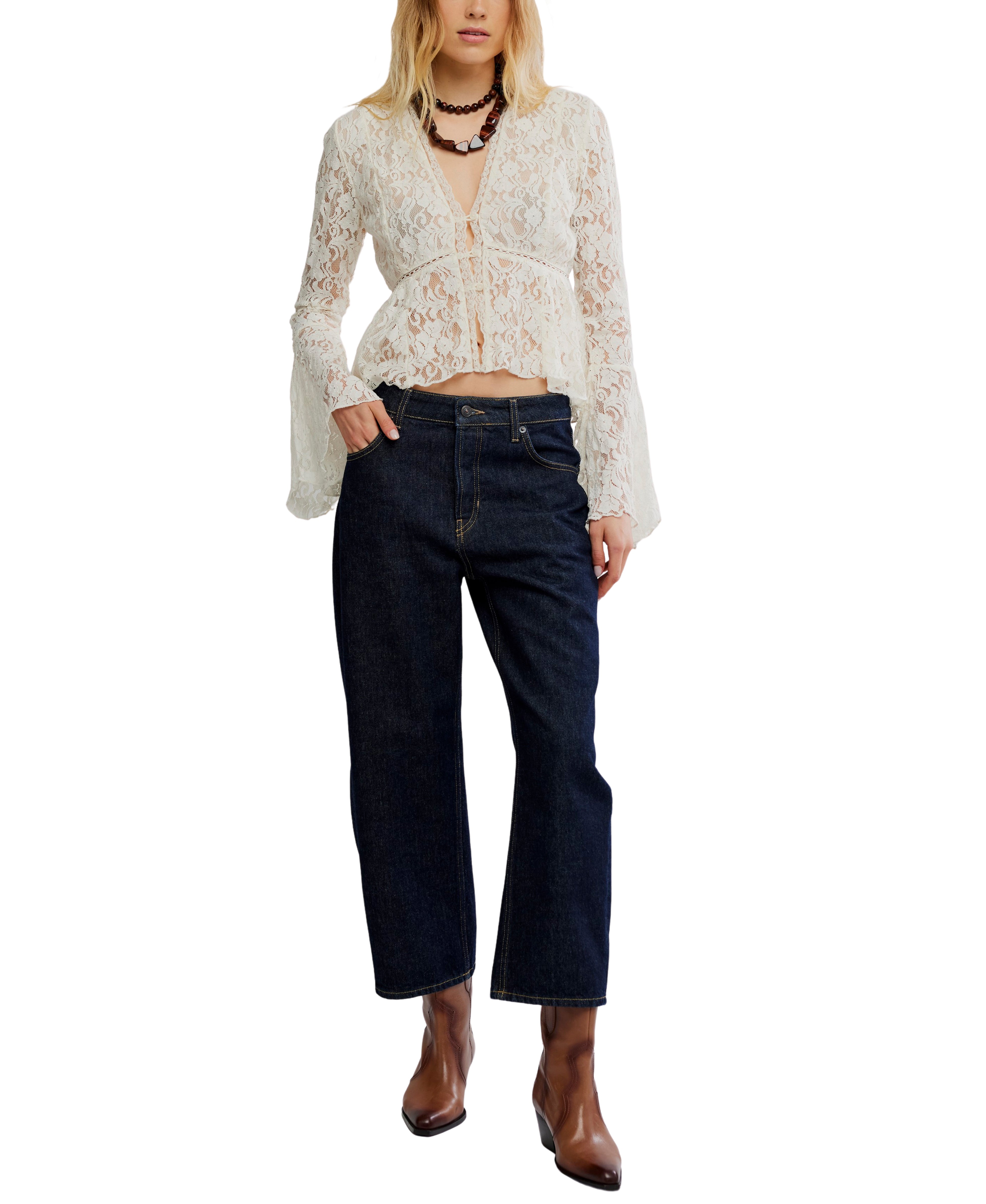 Whispering Love Lace Top in Tofu | Madison's Niche