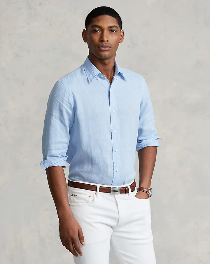 Office Blue Lightweight Linen Shirt
