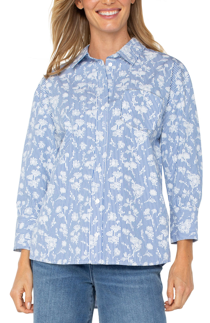 Floral Stripe Button Down Shirt