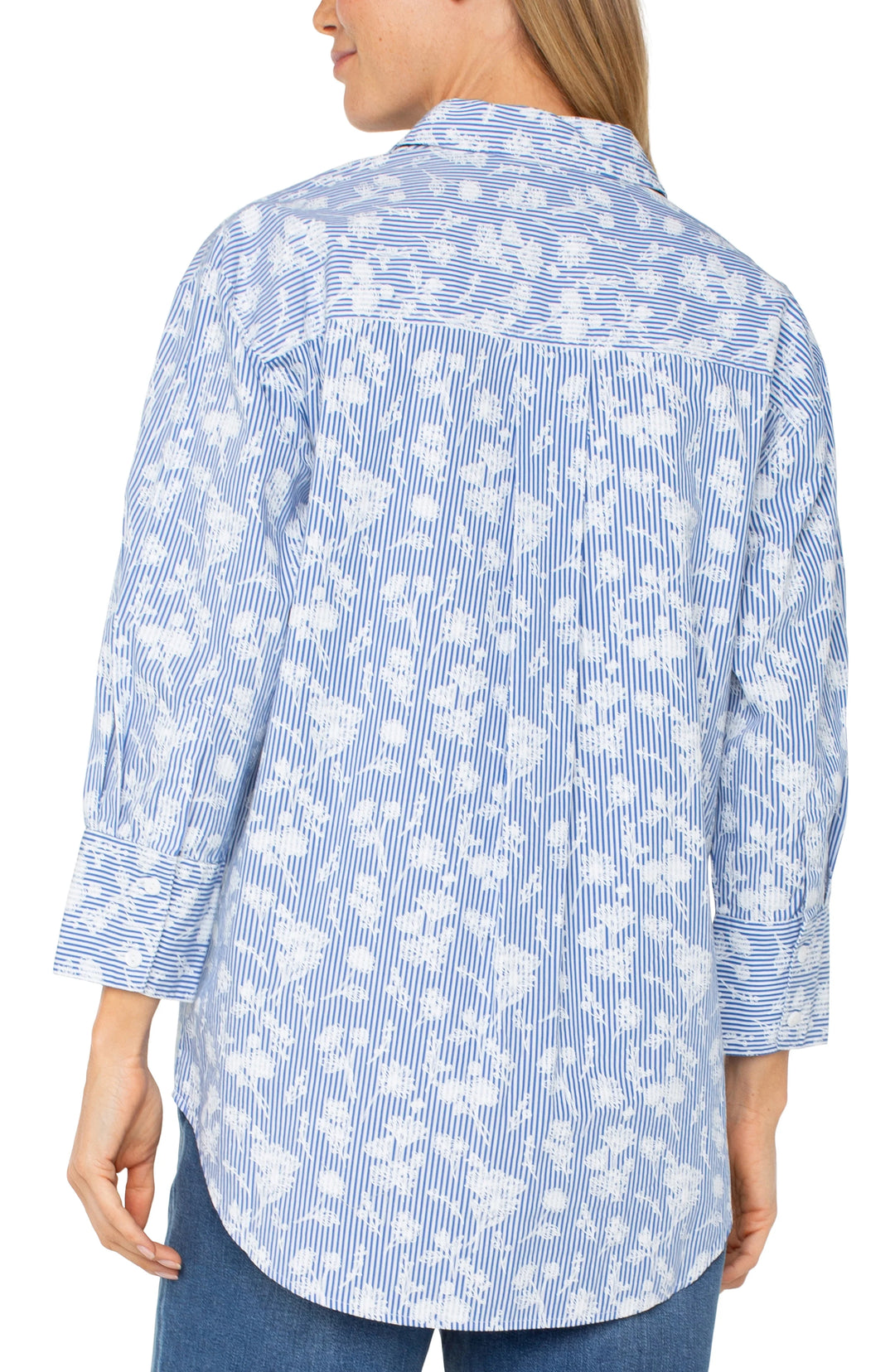 Floral Stripe Button Down Shirt