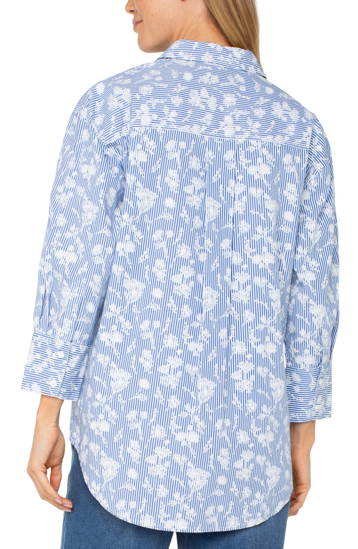 Floral Stripe Button Down Shirt