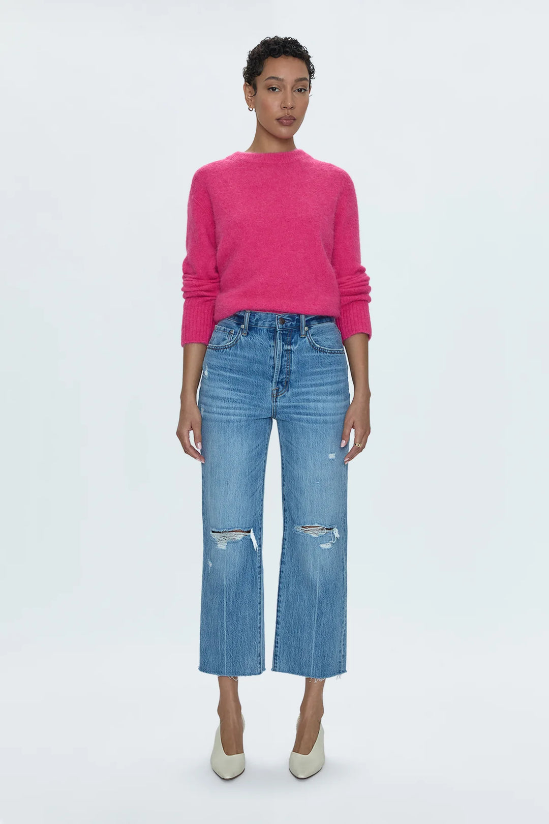 Cassie Crop Jeans in Bushwick Distressed