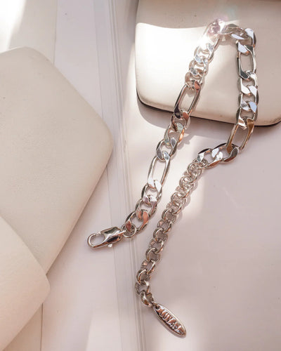 Figaro Chain Anklet in Silver - Madison's Niche 