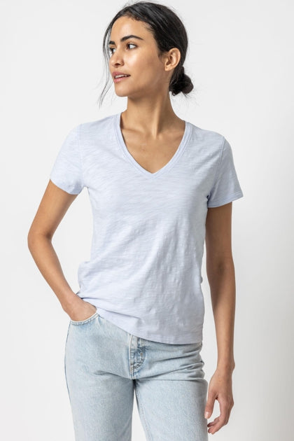 Short Sleeve V-Neck Back Seam Tee - Madison's Niche 