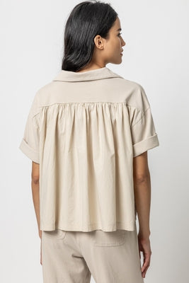 Mixed Media Collared Top - Madison's Niche 