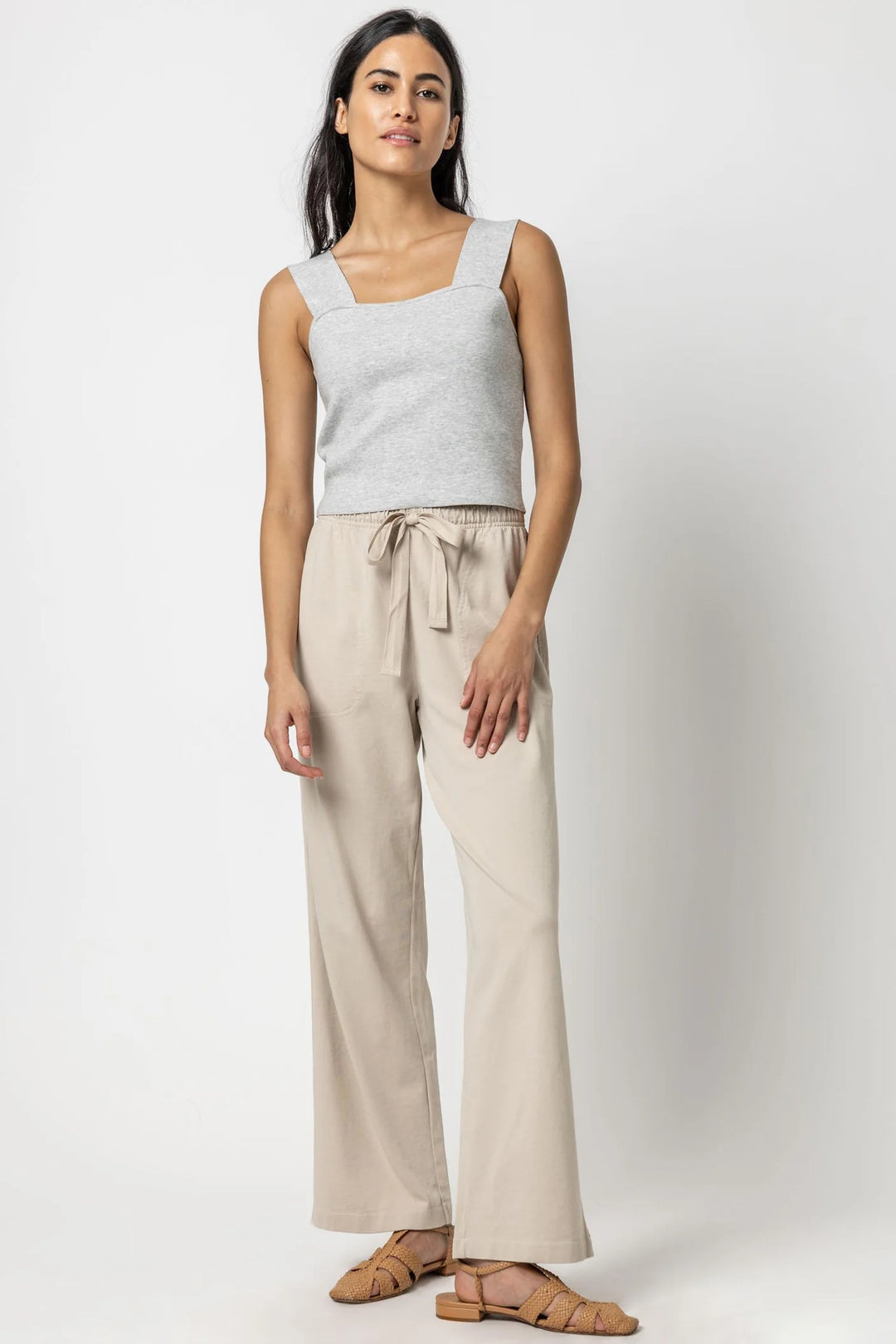 Drawstring Waist Pant in Pebble - Madison's Niche 