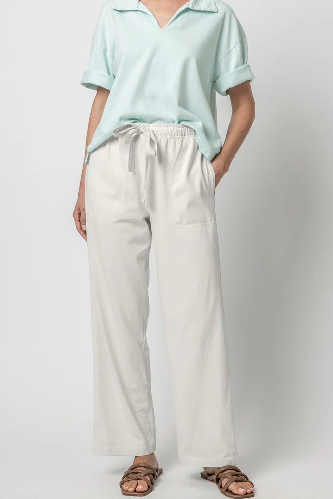 Drawstring Waist Pant in White