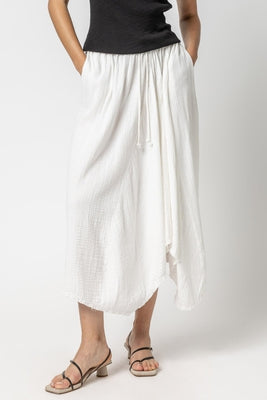 Gauze Waterfall Skirt in White