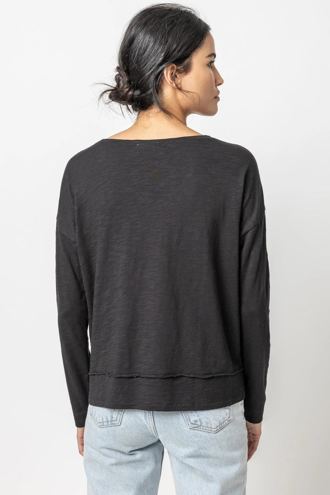 Wide Hem Boatneck Top in Black - Madison's Niche 