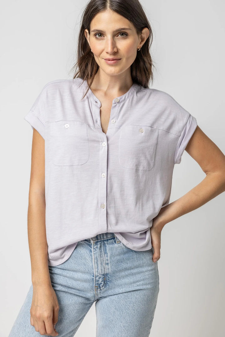 Mandarin Collar Button Down - Madison's Niche 