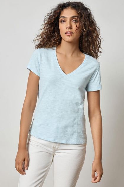 Short Sleeve Back Seam V-Neck In Spa Madison's Niche 