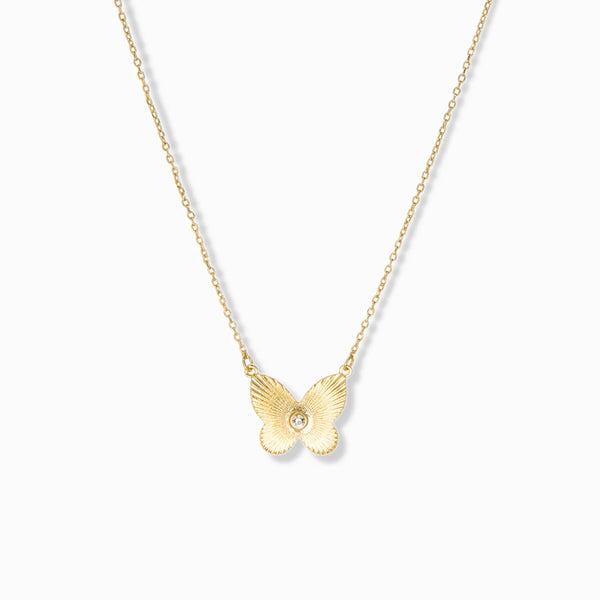 Pave Etched Butterfly Necklace in Gold Madison's Niche 
