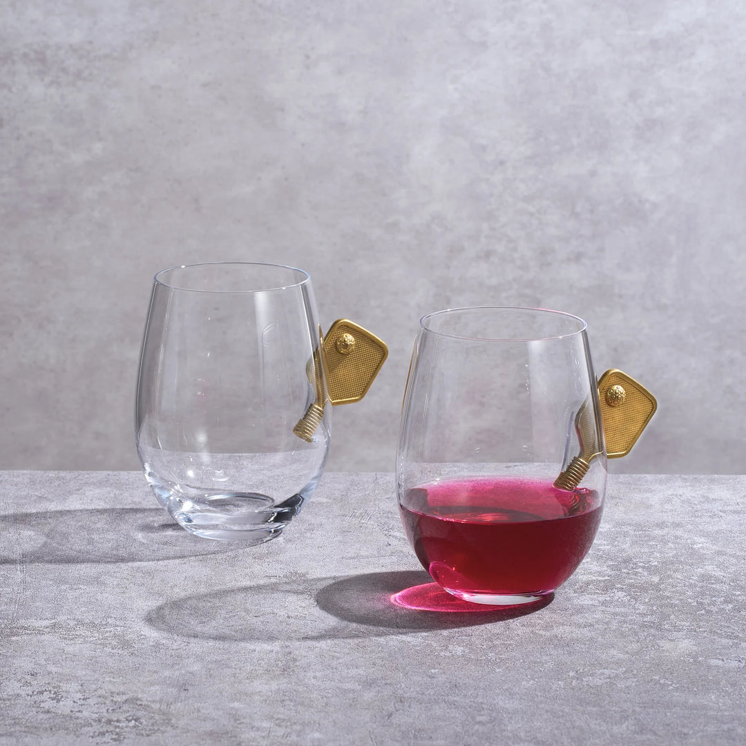 Set of 2 Pickleball Wine Glasses