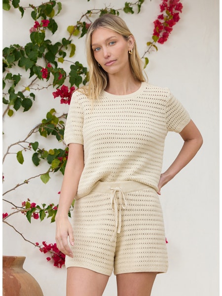Pixie Crochet Tee in Linen Madison's Niche 