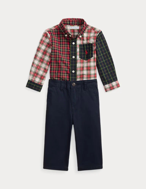 Plaid Fun Shirt & Stretch Chino Pant Set Madison's Niche 