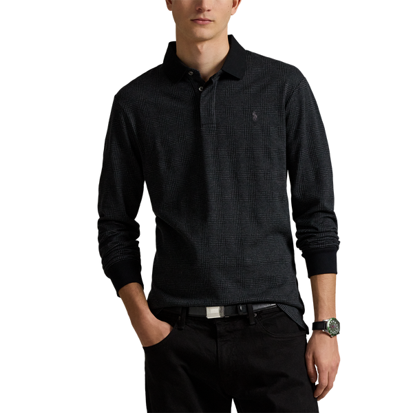 Prince of Wales Knit Polo in Charcoal Madison's Niche 
