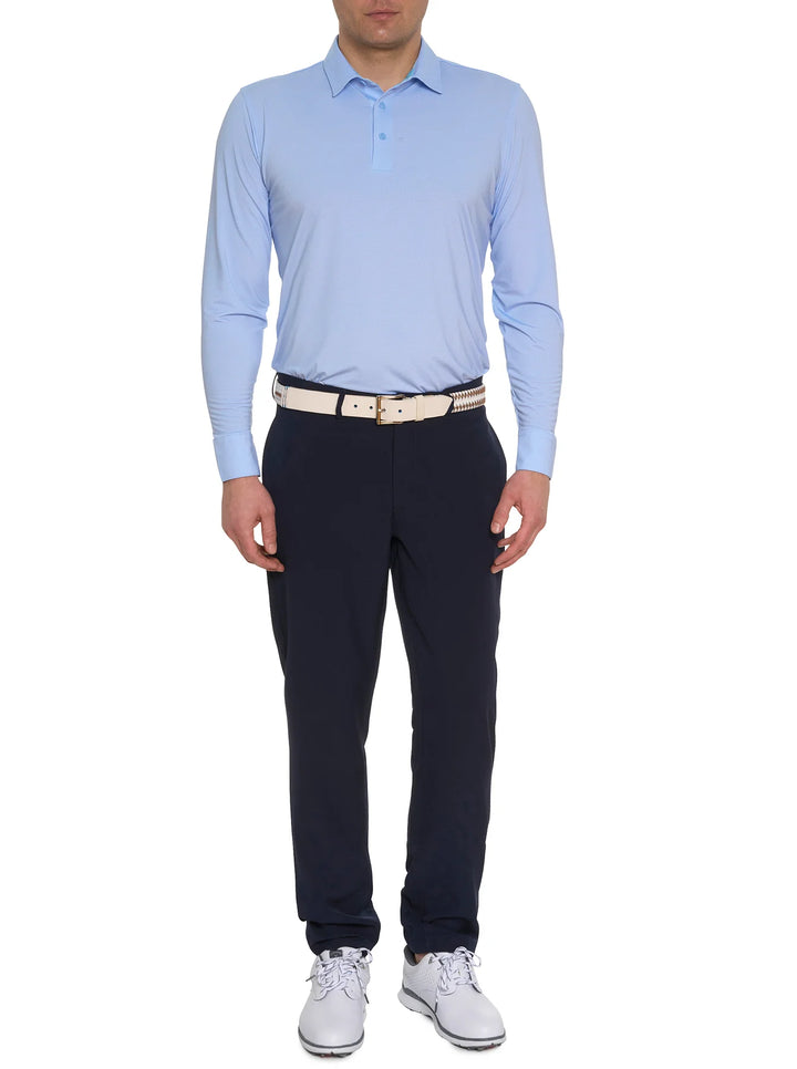 Alastor Long Sleeve Knit Polo in Light Blue - Madison's Niche 