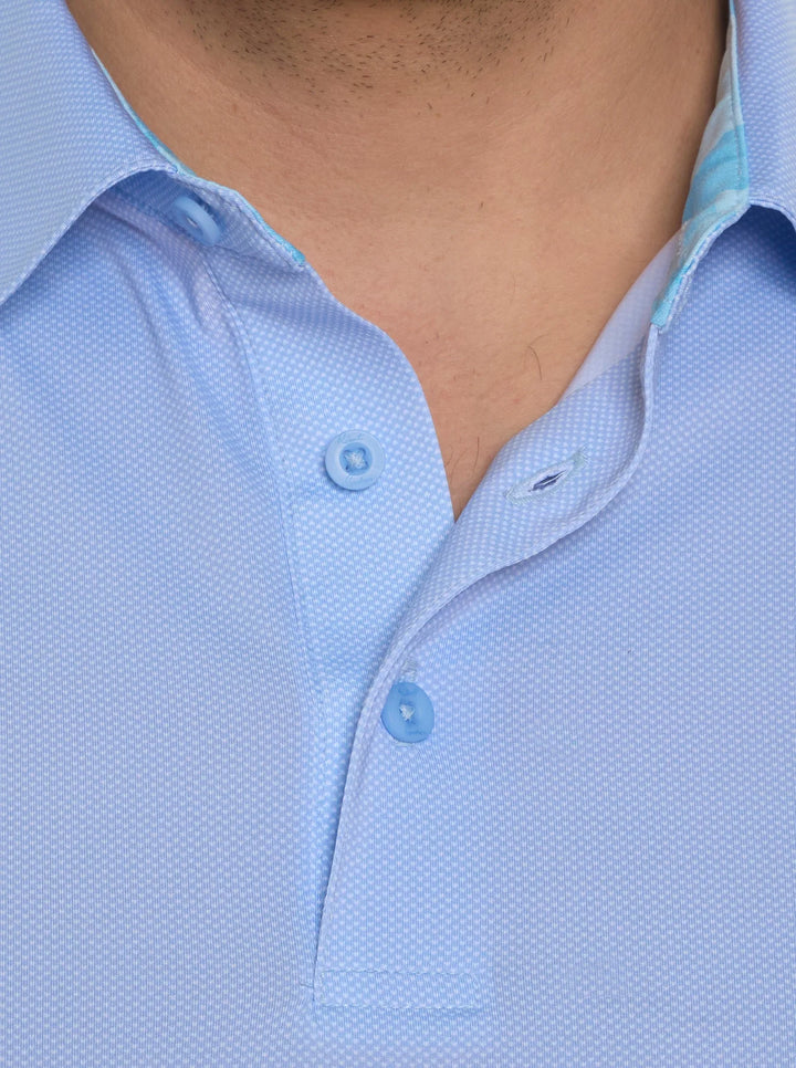 Alastor Long Sleeve Knit Polo in Light Blue - Madison's Niche 