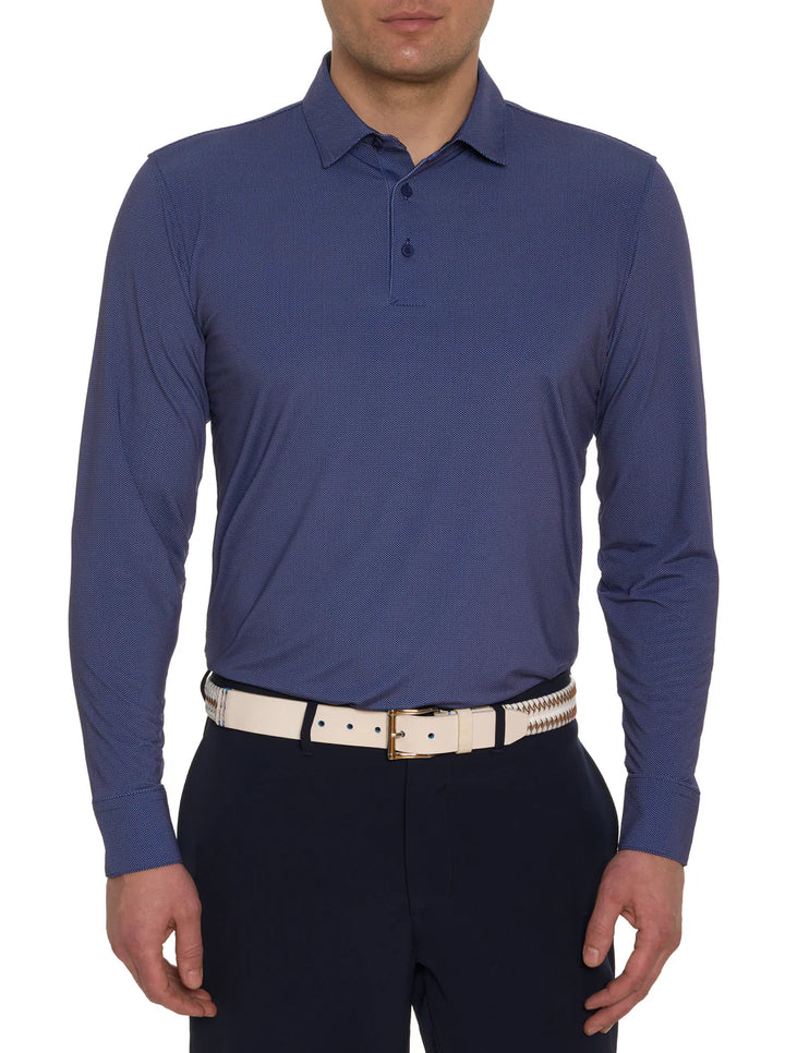 Alastor Long Sleeve Knit Polo in Navy - Madison's Niche 
