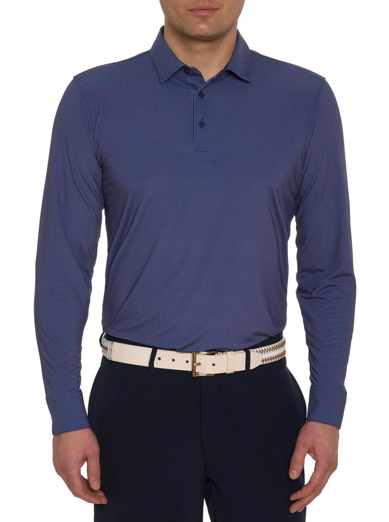 Alastor Long Sleeve Knit Polo in Navy - Madison's Niche 