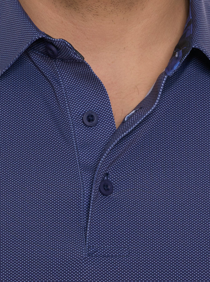 Alastor Long Sleeve Knit Polo in Navy - Madison's Niche 