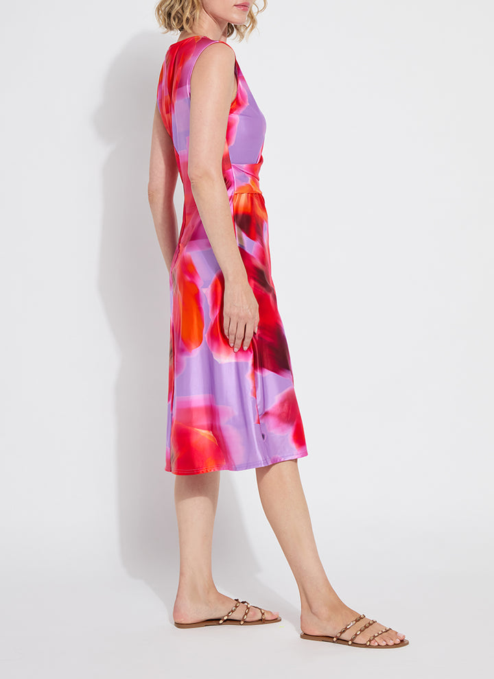 Raquel Side Drape Printed Dress in Floating Floral