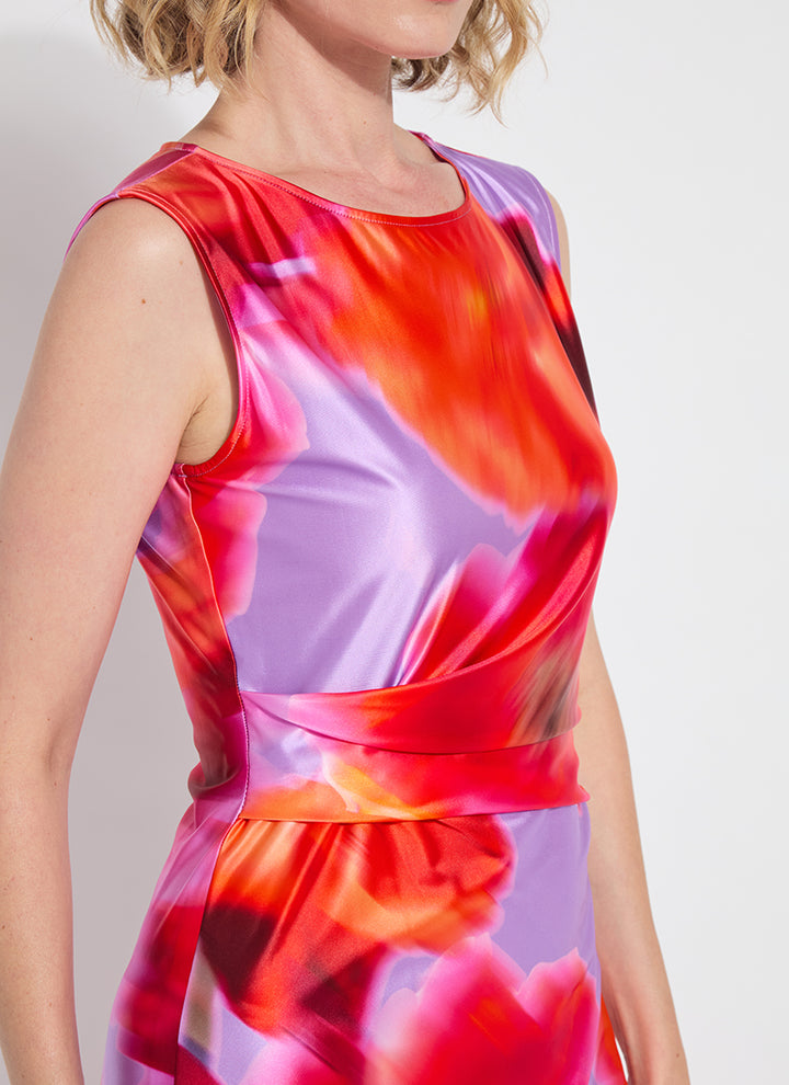 Raquel Side Drape Printed Dress in Floating Floral