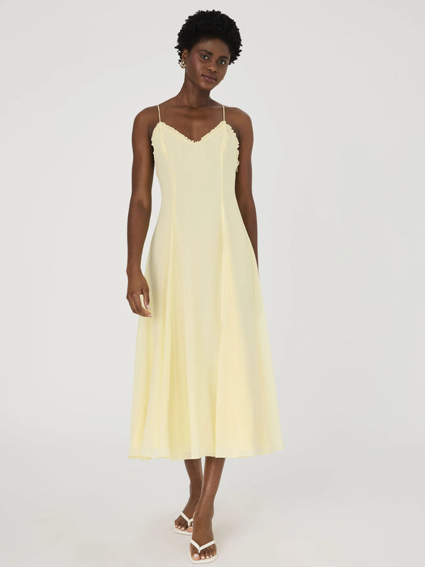 Raya Chiffon Ruffle Neck Midi Dress Madison's Niche 