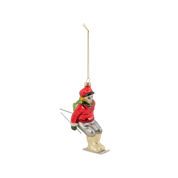 Red Skier Glass Ornament Madison's Niche 