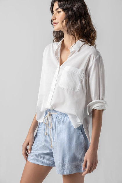 Relaxed Long Sleeve Button Down in White