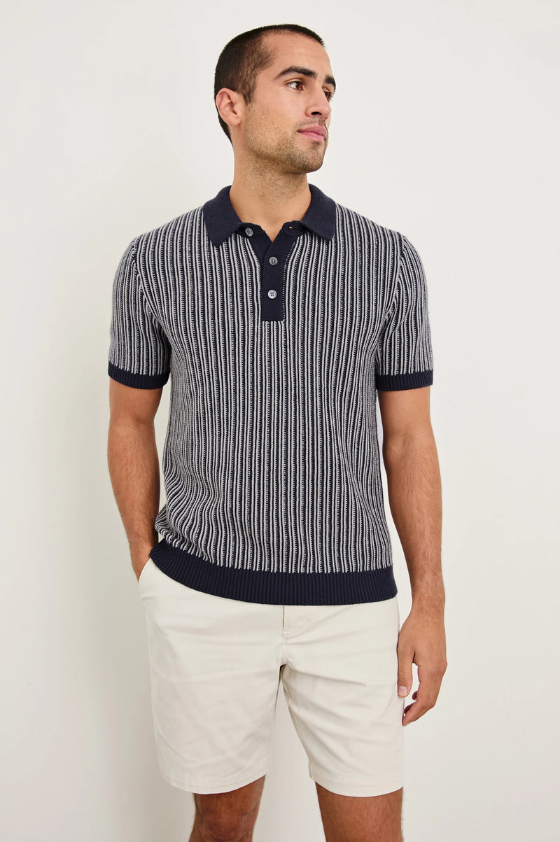 Royce Polo Shirt in Navy Grey